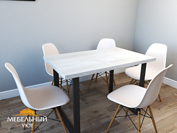 Кухонный стол в стиле "Лофт" со светлой столешницей фото. Купить стол с доставкой по Беларуси в рассрочку