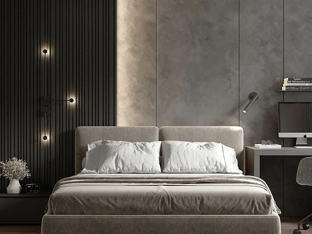 Спальня в стиле Лофт в серых оттенках фото с ценой