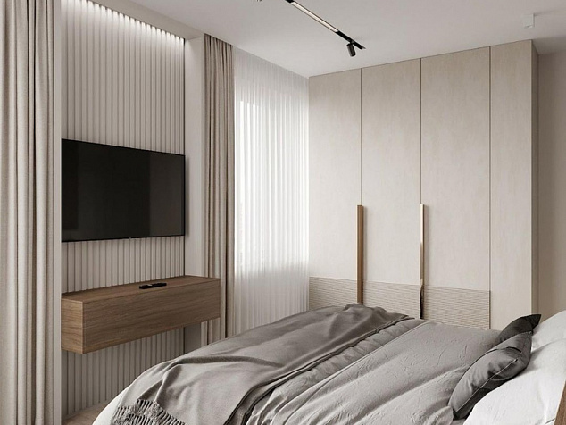 Бежевая спальня в минималистичном стиле