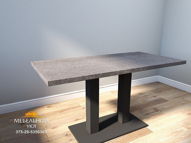 Большой кухонный стол "Лофт" со столешницей «Темный бетон» фото с ценой