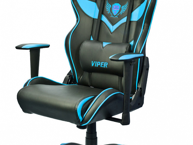 Кресло поворотное VIPER, ECO, чёрный+синий фото с ценой