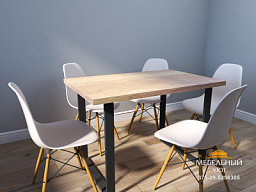 Стол для кухни в стиле "Лофт" из дерева и металла фото. Купить стол с доставкой по Беларуси в рассрочку