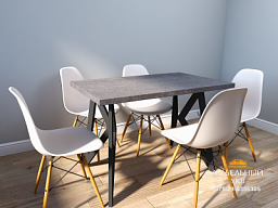 Стол кухонный со столешницей "Темный бетон" на заказ фото мебели