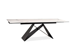 Стол обеденный SIGNAL WESTIN III Ceramic белый мрамор/черный мат 180-260/90